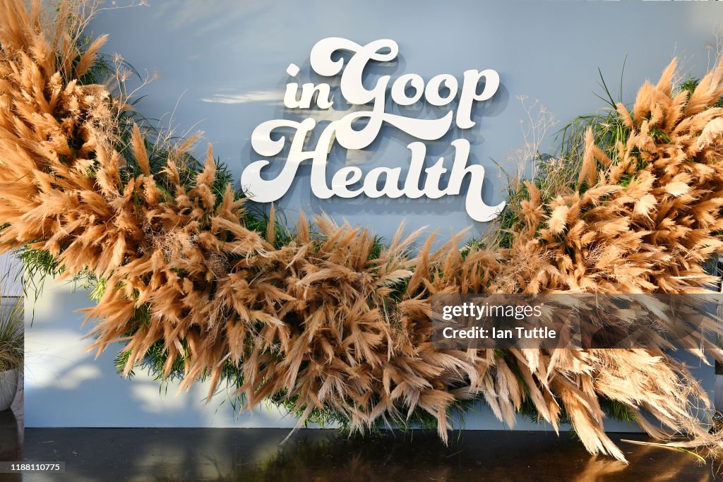 Goop Summit R Signage is seen during the In goop Health Summit San Francisco 2019 ...