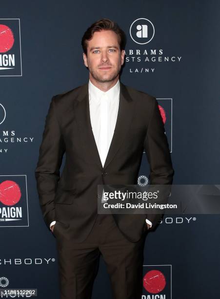 Armie Hammer attends the Go Campaign's 13th Annual Go Gala at NeueHouse Hollywood on November 16, 2019 in Los Angeles, California.