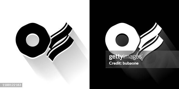 beacon & eggs black and white icon with long shadow - beacon stock illustrations