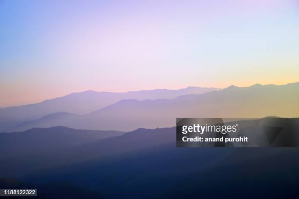 background abstract misty mountain range colourful wallpaper digital art gradiant pastel dramatic backdrop - mountain range background stock pictures, royalty-free photos & images