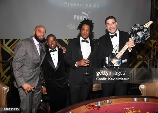 Juan "OG" Perez, Yo Gotti, JAY-Z and Marcelo Claureattend the Shawn Carter Foundation Gala at Hard Rock Live! in the Seminole Hard Rock Hotel &...