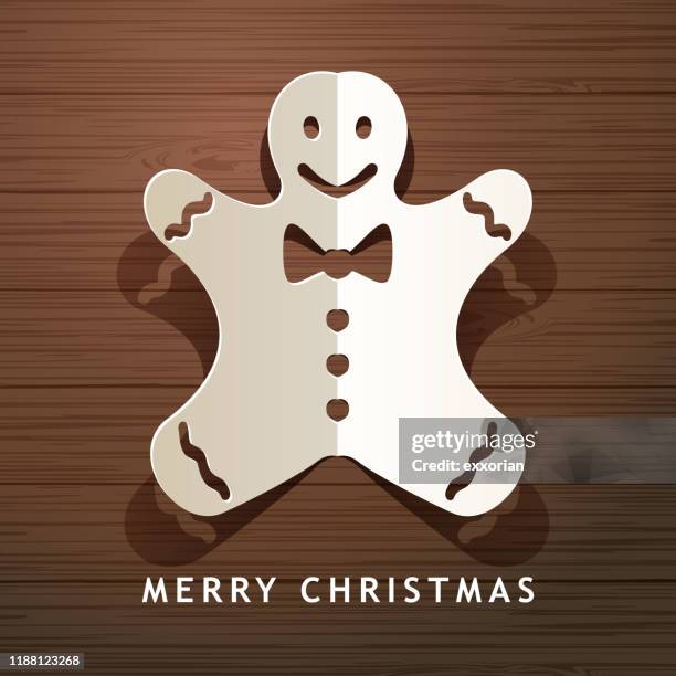 christmas gingerbread man papercut art - gingerbread man stock illustrations