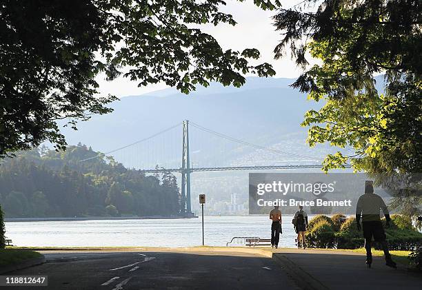 Scenic view of the Lions Gate Bridge from Stanley Park photographed on June 3, 2011 in Vancouver, Britich Columbia, Canada.