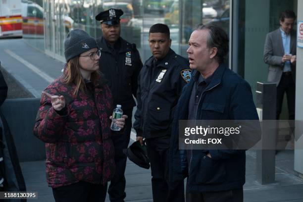 Director Leslye Headland and Timothy Hutton behind the scenes in the "Pilot" episode of ALMOST FAMILY airing Wednesday, Oct. 2 on FOX.