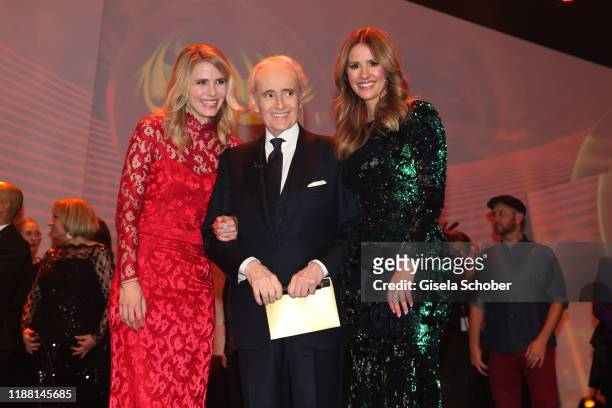 Stephanie Mueller-Spirra, Jose Carreras and Mareile Hoeppner during the 25th annual Jose Carreras Gala final applause on December 12, 2019 at Messe...
