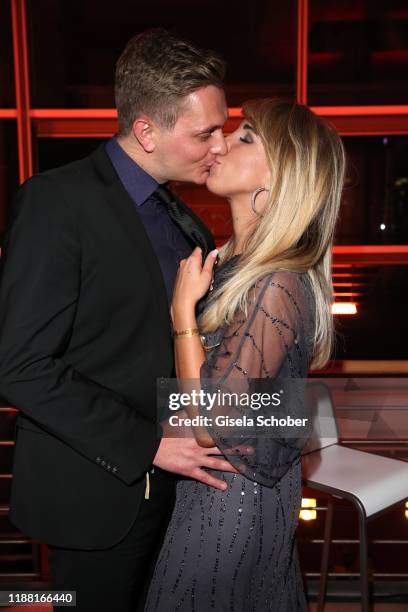 Annemarie Eilfeld and her fiance Tim Sandt during the 25th annual Jose Carreras Gala after party on December 12, 2019 at Messe Leipzig in Leipzig,...