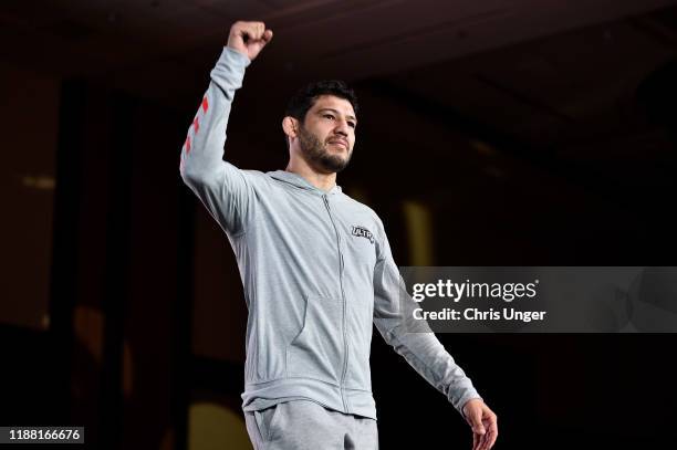 Gilbert Melendez of Team Strikeforce is introduced during the QUINTET Ultra event at Red Rock Resort Spa & Casino on December 12, 2019 in Las Vegas,...