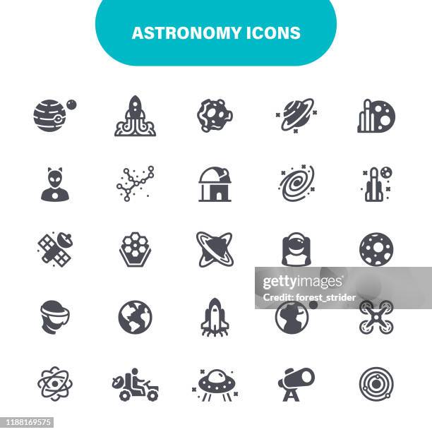 ilustrações, clipart, desenhos animados e ícones de ícones da astronomia - exploração espacial