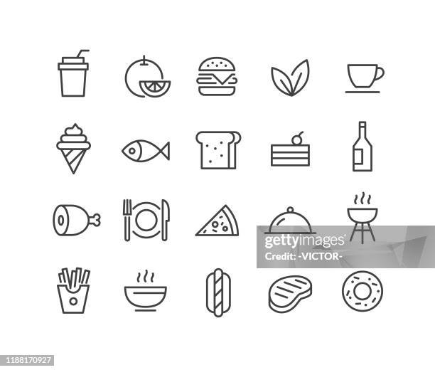 food and drinks icons - classic line series - pizza slice vector stock illustrations