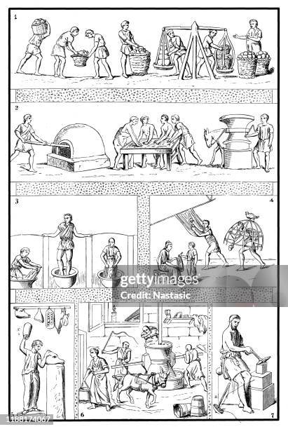 craftsman ,ancient rome - worker sweating stock illustrations