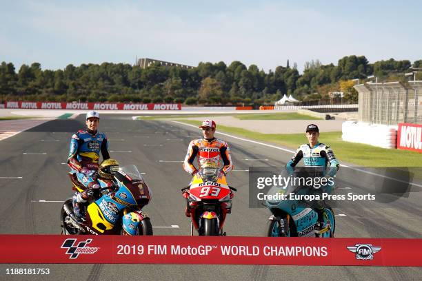 Alex Marquez, rider of EG 0,0 Marc VDS from Spain, Marc Marquez, rider of Repsol Honda Team from Spain, and Lorenzo Dalla Porta, raider of Leopard...