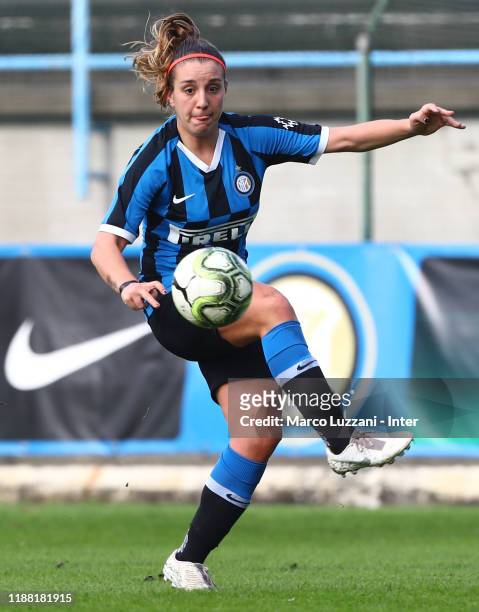 Gloria Marinelli of FC Internazionale in action during the Women Serie A match between FC Internazionale and Orobica at Campo Sportivo F. Chinetti on...