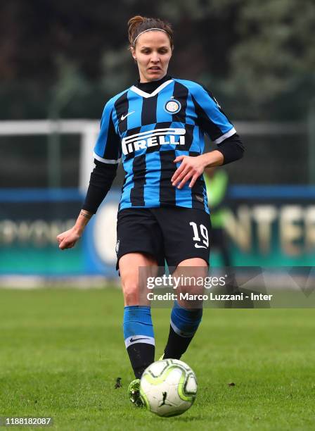 Lisa Alborghetti of FC Internazionale in action during the Women Serie A match between FC Internazionale and Orobica at Campo Sportivo F. Chinetti on...