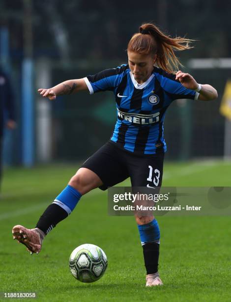 Beatrice Merlo of FC Internazionale in action during the Women Serie A match between FC Internazionale and Orobica at Campo Sportivo F. Chinetti on...