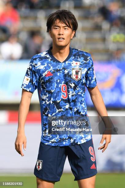 Koki Ogawa of Japan looks on during the U-22 international friendly match between Japan and Colombia at Edion Stadium Hiroshima on November 17, 2019...