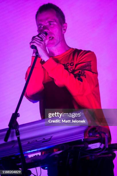 Julian Hamilton of The Presets perform during Habitat Garden Party at Araluen Botanic Park on November 17, 2019 in Perth, Australia.