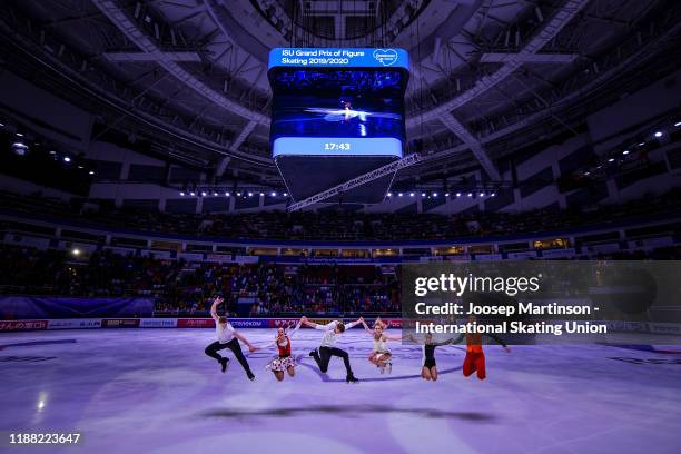 Aleksandra Boikova and Dmitrii Kozlovskii of Russia, Victoria Sinitsina and Nikita Katsalapov of Russia, Alexandra Trusova of Russia and Alexander...