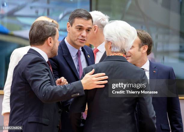 Luxembourg Prime Minister Xavier Bettel is talking with the Spanish President of the government Pedro Sanchez Perez-Castejon, the Latvian Prime...