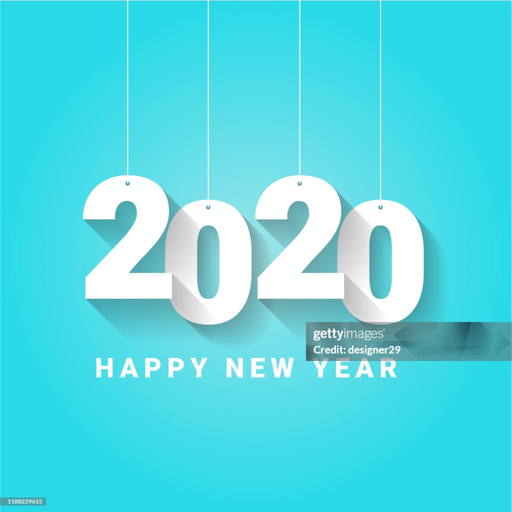 Happy New Year 2020 and Shadow Vector Design.