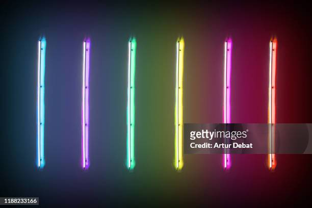 creative colorful fluorescent display with rainbow colors. - arts culture and entertainment photos et images de collection