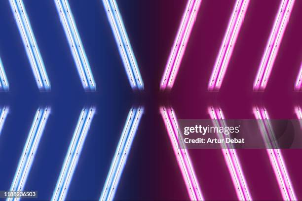 creative colorful fluorescent display with arrow shape. - fluorescent light 個照片及圖片檔