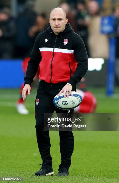 Pierre Mignoni, the Lyon director of rugby, looks on during the Heineken Champions Cup Round 1 match between Northampton Saints and Lyon OU at...