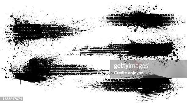 schmutzige reifenspuren lager-illustration - spuren stock-grafiken, -clipart, -cartoons und -symbole