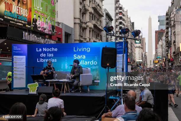 People participate during the Night of Bookstores on November 17, 2019 in Buenos Aires, Argentina. Buenos Aires is the city with most bookshops per...