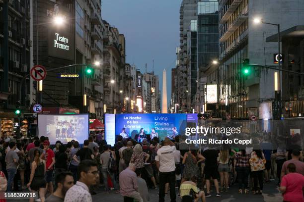 People participate during the Night of Bookstores on November 17, 2019 in Buenos Aires, Argentina. Buenos Aires is the city with most bookshops per...