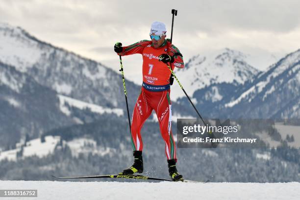 Krasimir Anev of Bulgaria competes fin the BMW IBU World Cup Biathlon Hochfilzen - Men 10 km Sprint Competition at Biathlon Stadium on December 13,...