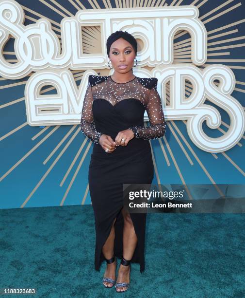 Angell Conwell attends the 2019 Soul Train Awards presented by BET at the Orleans Arena on November 17, 2019 in Las Vegas, Nevada.