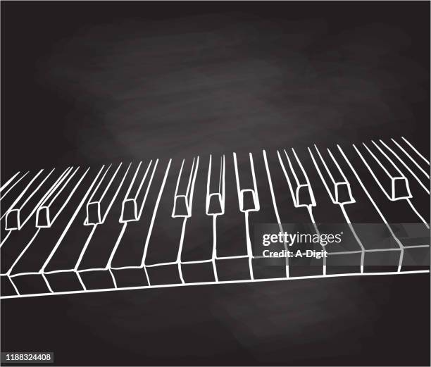 close-up piano keyboard chalkboard - piano key stock illustrations