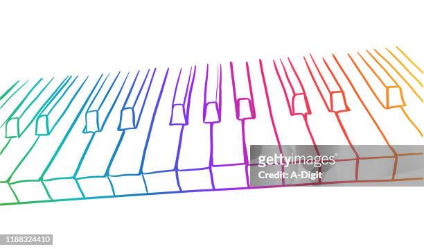 ilustrações de stock, clip art, desenhos animados e ícones de close-up piano keyboard rainbow - ébano