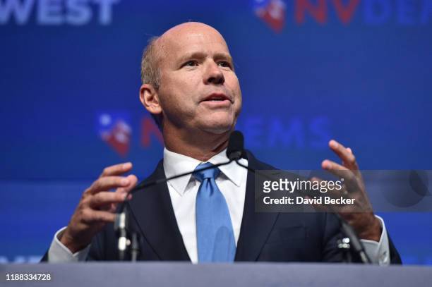 Democratic presidential candidate John Delaney speaks during the Nevada Democratic's "First in the West" event at Bellagio Resort & Casino on...