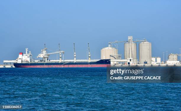 This picture taken on December 11 shows an oil tanker at the port of Ras al-Khair, about 185 kilometres north of Dammam in Saudi Arabia's eastern...