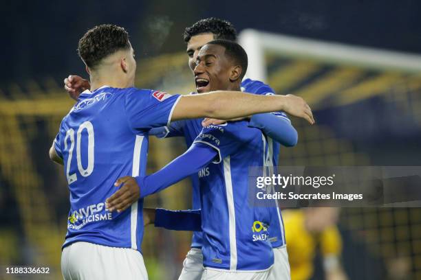 Ruben Rodrigues of FC Den Bosch, Oussama Bouyaghlafen of FC Den Bosch, Kevin Felida of FC Den Bosch, 0-1 during the Dutch Keuken Kampioen Divisie...