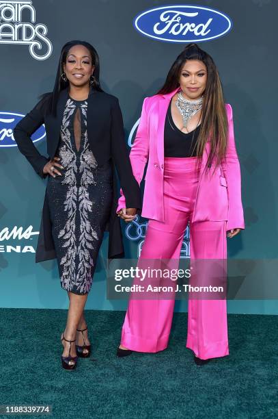 Tichina Arnold and Tisha Campbell attend the Soul Train Music Awards on November 17, 2019 in Las Vegas, Nevada.