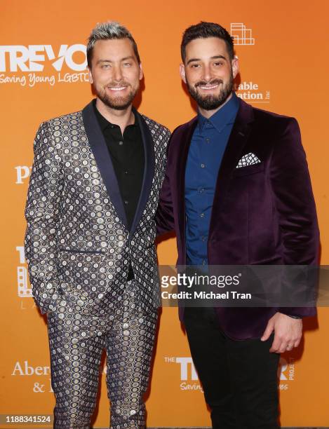 Lance Bass and Michael Turchin arrive to the 2019 TrevorLive Los Angeles Gala held at The Beverly Hilton Hotel on November 17, 2019 in Beverly Hills,...