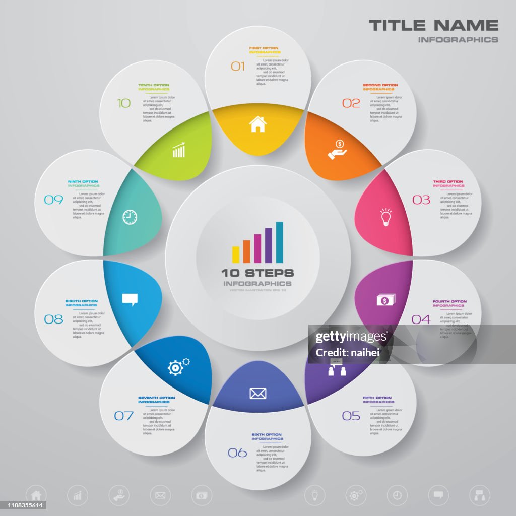 System Step Chart 10 Steps Cycle Chart Infographics Elements For Data Presentation High ...