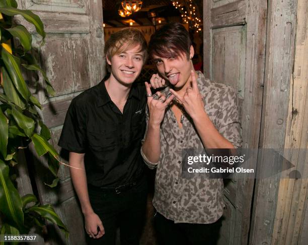 Sam Golbach and Colby Brock attend the MetaLife Launch Influencer Dinner at Bacari W 3rd on November 17, 2019 in Los Angeles, California.