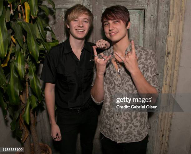 Sam Golbach and Colby Brock attend the MetaLife Launch Influencer Dinner at Bacari W 3rd on November 17, 2019 in Los Angeles, California.