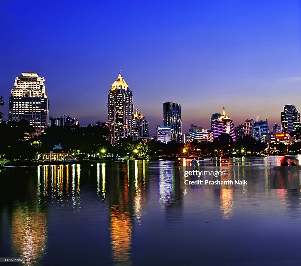 Bangkok skyline from Lumphini Park