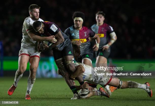 Harlequins' Semi Kunatani in action during the Heineken Champions Cup Round 4 match between Harlequins and Ulster Rugby at Twickenham Stoop on...