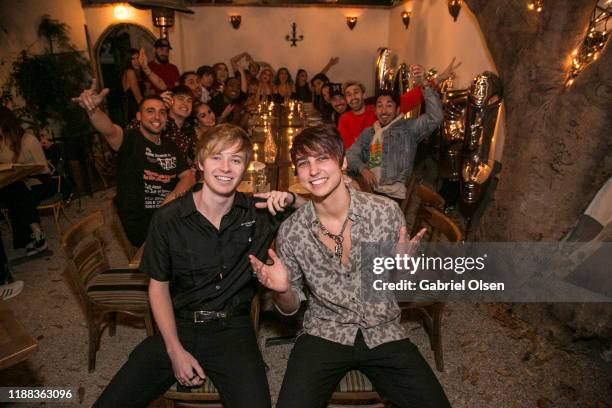 Sam Golbach and Colby Brock attend the MetaLife Launch Influencer Dinner at Bacari W 3rd on November 17, 2019 in Los Angeles, California.