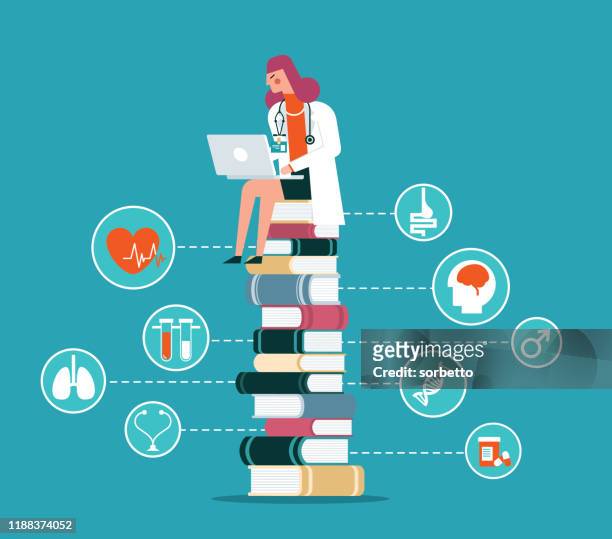 medical research - doctor - female - person in further education stock illustrations