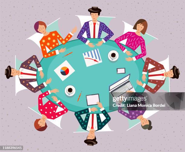 roundtable business meeting - debate stock illustrations