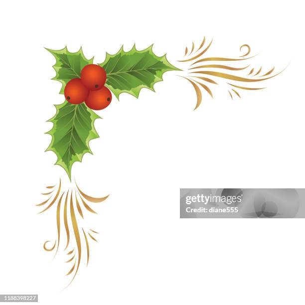 weihnachten holly ornament - holly stock-grafiken, -clipart, -cartoons und -symbole