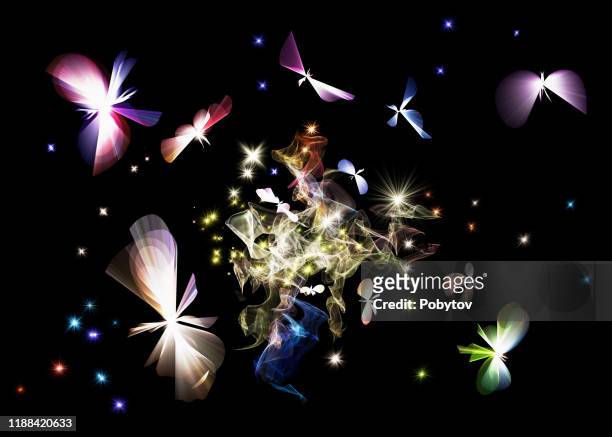 moths flying to the light, festive background - moth stock illustrations