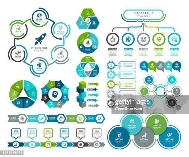 satz von infografikelementen - diagrama circular stock-grafiken, -clipart, -cartoons und -symbole