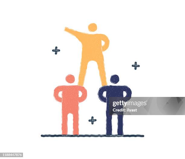 cooperation flat & line icon design - improvement logo stock illustrations